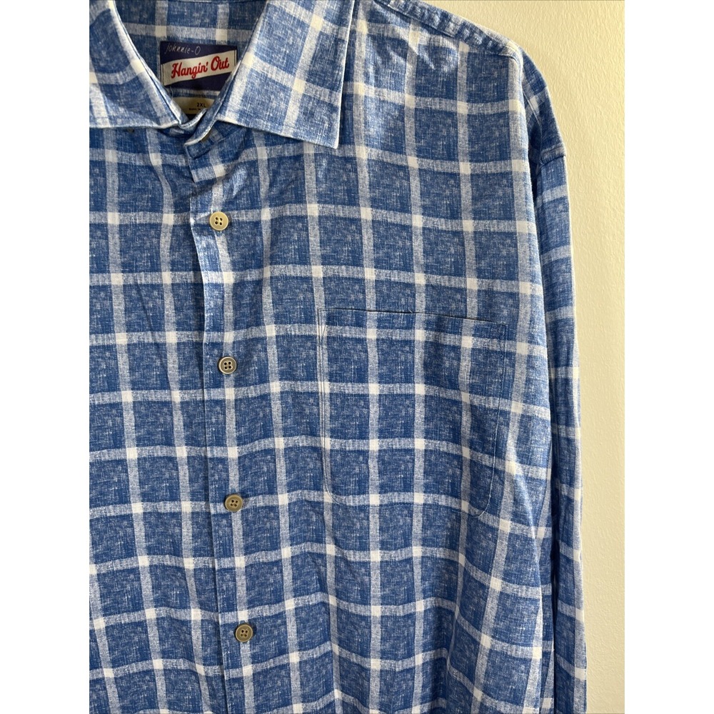 Johnnie-O Hangin Out Blue 100% Cotton Button Up Summer‎ Shirt Men's Size 2XL - Picture 4 of 11